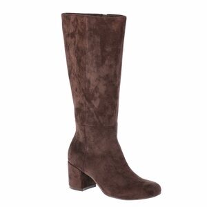 💜Time and Tru Women's Faux Suede Memory Foam Tall Block Heel Boots Size:6